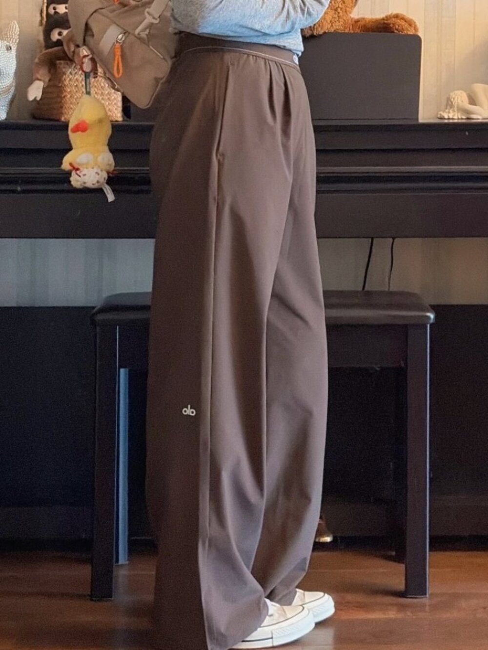 ALO Yoga Suit Up Trouser Espresso XS✨High Rise Relaxed Wide Leg Pants - Picture 7 of 7